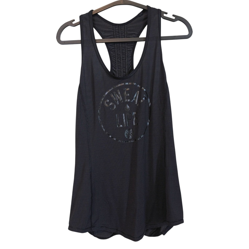Lululemon Runner Up Sweat Life Black Striped Racerback Tank